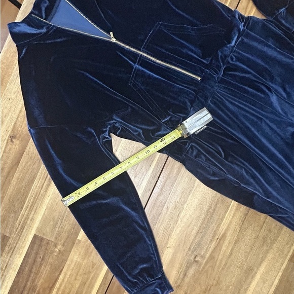 Fabletics Dark Navy Blue Zipper Front Wide Leg Velour Jumpsuit Size XXL - Picture 9 of 14